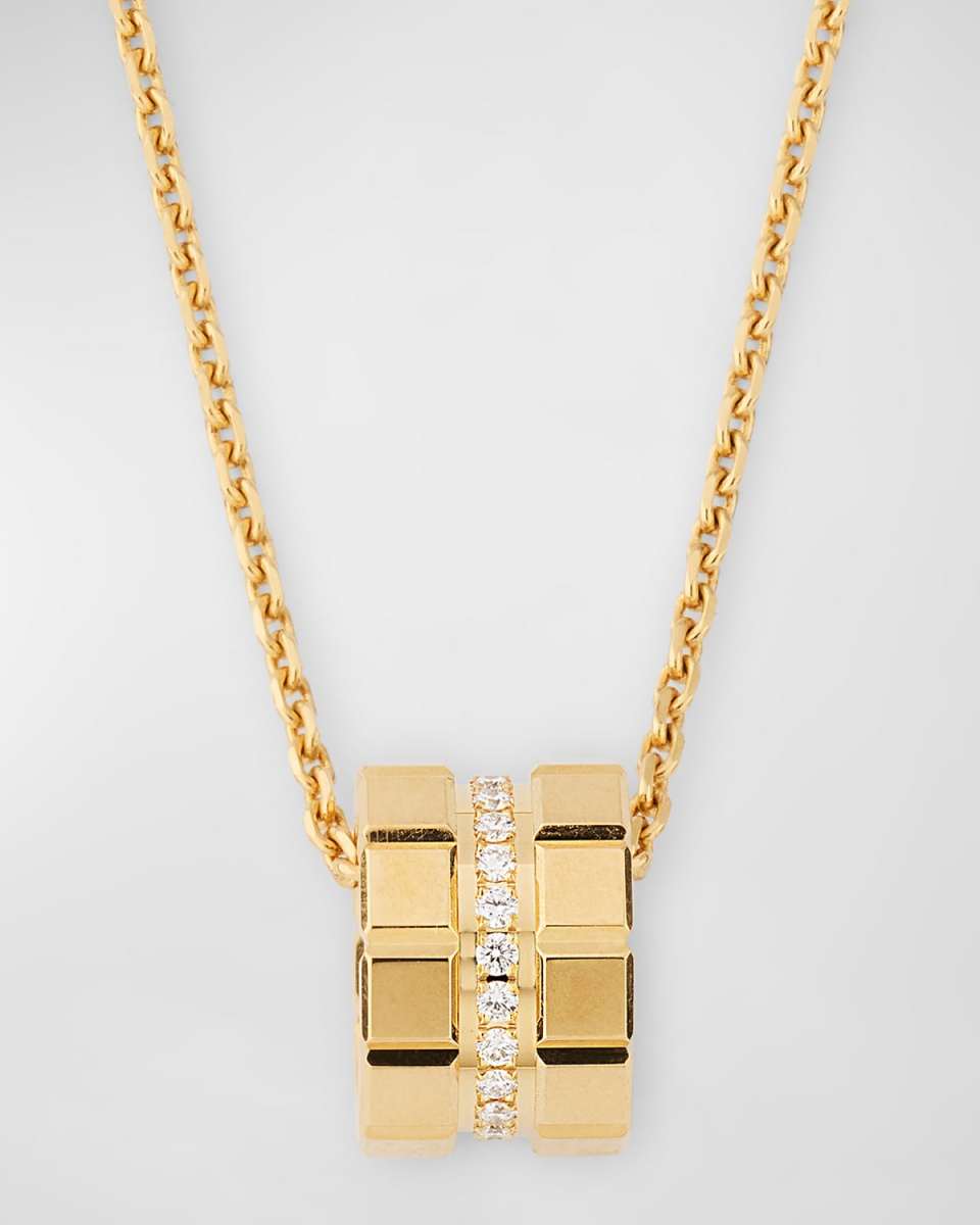 Ice Cube 18K Yellow Gold Diamond Pendant Necklace